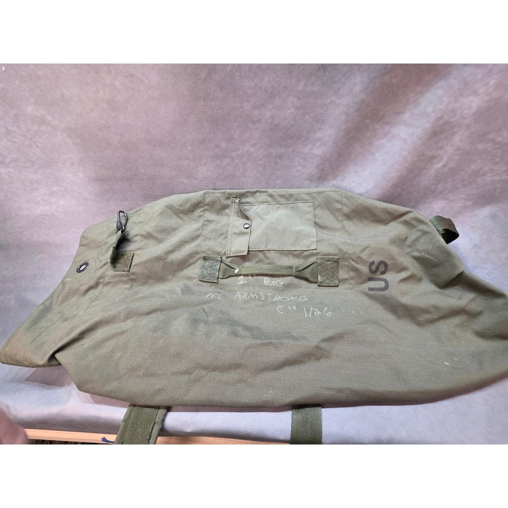 US Military Issue Olive Drab Duffel Bag Sea Bag Backpack PFC Armstrong Marked